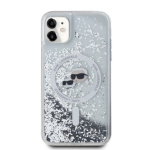 Karl Lagerfeld Liquid Glitter Karl and Choupette Heads Magsafe Zadní Kryt pro iPhone 11 Transparent, KLHMN61LGKCSGH