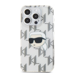 Karl Lagerfeld IML Electroplated Karl Head Zadní Kryt pro iPhone 15 Pro Max Transparent, KLHCP15XHKLPKHT