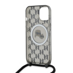 Karl Lagerfeld IML Monogram Crossbody K&CH Heads MagSafe Zadní Kryt pro iPhone 15 Black, KLHMP15SHCKCKLCK