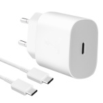 EP-TA800EWE + EP-DA905BWE Samsung 25W Cestovní nabíječka + USB-C/USB-C Datový Kabel White (OOB Bulk), 57983104180