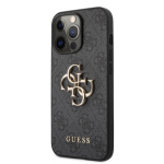 Guess PU 4G Metal Logo Zadní Kryt pro iPhone 13 Pro Grey, GUHCP13L4GMGGR