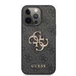 Guess PU 4G Metal Logo Zadní Kryt pro iPhone 13 Pro Grey, GUHCP13L4GMGGR