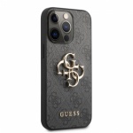 Guess PU 4G Metal Logo Zadní Kryt pro iPhone 13 Pro Max Grey, GUHCP13X4GMGGR