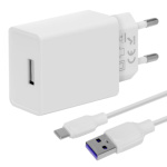 OBAL:ME Cestovní Nabíječka USB-A 10W + USB-A/USB-C Kabel 1m White, 10W1UWH-C