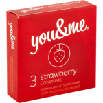You & Me Strawberry průhledný lubrikovaný kondom s vůní jahod, 3 ks