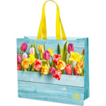 Niteola omyvatelná nákupní taška, 45 × 40 × 18 cm, vzor tulipány