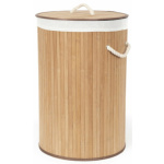 Koš na prádlo Compactor bambusový s víkem Bamboo - kulatý, přírodní, 40 x v.60 cm, RAN5213