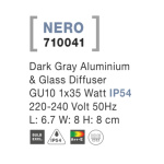 Svítidlo Nova Luce NERO S WALL GREY nástěnné, IP 54, GU10, 710041