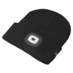 Čepice BLACK s LED svítilnou USB nabíjení, 14021