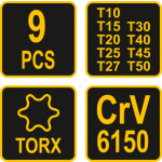 Sada klíčů TORX "T" 9 ks, TO-56639