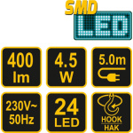 Lampa montážní 24 LED 4,5W/230V, TO-82706