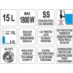 Varný termos 1800W 15l plastové úchyty, YG-04315