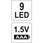 Svítilna kapesní 9 LED (ALU), YT-08570