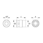 Nástavec 1/2" rázový šestihranný 22 mm CrMo, YT-1012