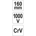 Kleště prodloužené rovné 160mm VDE (1000V), YT-21154