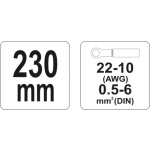 Kleště konektorové 230mm, 22-10(AWG), 0,5-6,00mm2, YT-2296