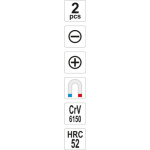 Sada šroubováků 2ks, - 6mm, + PH2, úderové, YT-25998