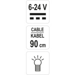 Zkoušečka napětí 6-24V kabel 90cm, YT-2865