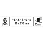 Sada hadovitých vrtáků do dřeva 10,12,14,16,18,20 délka 230mm, YT-3298