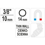 Nástavec na svíčky s kloubem 3/8" 14 mm, YT-38512