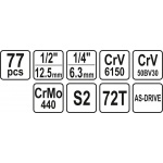 Gola sada 1/2", 1/4" 77 ks, YT-38781