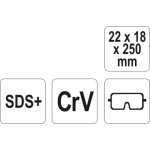Sekáč SDS+ drážkovací 22 x 18 x 250 mm CrV, YT-4722