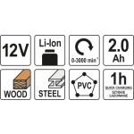 Pila ocaska Akumulátorová 12V 0-3000ot/min, YT-82904
