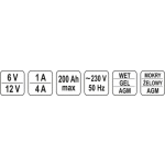 Nabíječka 1A/6V 4A/12V gel/procesor, YT-8300