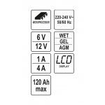 Nabíječka 4A 6/12V PB/GEL LCD display, YT-83033