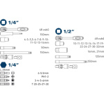 hlavice nástrčné, sada 50ks, 1/4", 1/2" 4700002