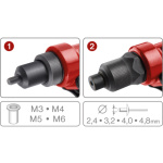 kleště nýtovací s otočnou hlavou COMBO, pro nýt. matice M3-M6 a trhací nýty 2,4-4,8mm 4770628