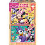 EDUCA Dřevěné puzzle Minnie a Daisy 2x16 dílků 122554