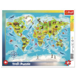 TREFL Puzzle Mapa světa se zvířátky 25 dílků 133972