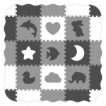 ECOTOYS Pěnové puzzle Zvířata a tvary černá-bílá SX s okraji 140092 , 25dílů