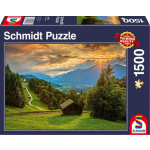 SCHMIDT Puzzle Západ slunce nad horskou vesnicí Wamberg 1500 dílků 142983