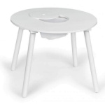 ECOTOYS Dětský kulatý dřevěný stůl se dvěma židličkami bílý 143704