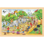 GOKI Dřevěné puzzle Návštěva ZOO 24 dílků 143778