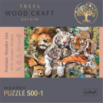 TREFL Wood Craft Origin puzzle Divoké kočky v džungli 501 dílků 145113