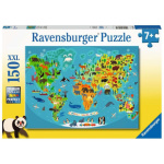 RAVENSBURGER Puzzle Mapa světa divokých zvířat XXL 150 dílků 146024