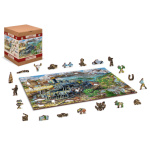 WOODEN CITY Dřevěné puzzle Železnice 2v1, 505 dílků EKO 147675