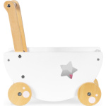 ECOTOYS Dřevěný vozík pro panenky bílý s hvězdičkou 150918