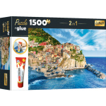 TREFL Sada 2v1 puzzle Manarola, Ligurie, Itálie 1500 dílků s lepidlem 152885