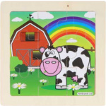 Dřevěné puzzle Farma: Duhový den 9 dílků 155318