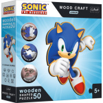 TREFL Wood Craft Junior puzzle Chytrý Ježek Sonic 50 dílků 156890