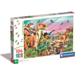 CLEMENTONI Puzzle Země dinosaurů 104 dílků 158393