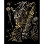Zlatý škrabací obrázek Leopard na stromě 19778