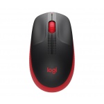 Logitech M190/Kancelářská/Optická/1 000 DPI/Bezdrátová USB/Černá-červená, 910-005908