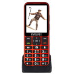 EVOLVEO EasyPhone LT, mobilní telefon pro seniory s nabíjecím stojánkem (červená barva), EP-880-LTR