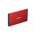 Externí box pro HDD 2,5" USB 3.0 Natec Rhino Go, červený, hliníkové tělo, NKZ-1279