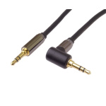 PremiumCord HQ stíněný kabel stereo Jack 3.5mm - Jack 3.5mm zahnutý 90° 1,5m, kjqmm015-90